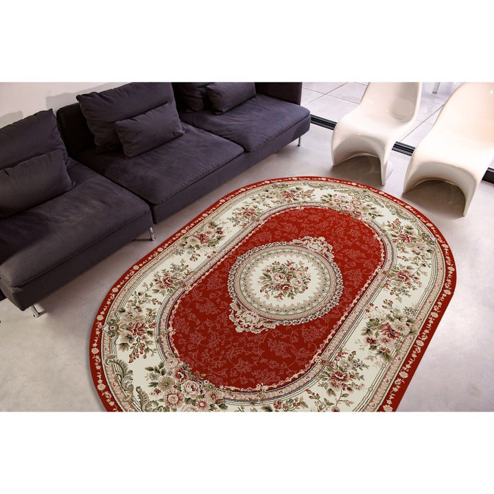 Klasszikus szőnyeg, Lotos 571, ovális, 80x150 cm, 1800 gr / m2, piros