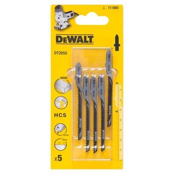 Set 5 panze pentru lemn HCS DeWALT DT2050-QZ, fierastrau pendular, 76 mm Set 5 panze pentru lemn HCS DeWALT DT2050-QZ, fierastrau pendular, 76 mm