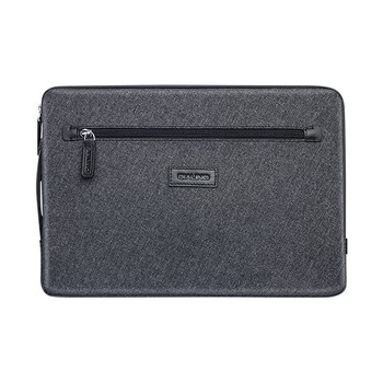Husa / Geanta universala 15 inch, textil waterproof + piele naturala, multiple buzunare, MacBook Pro 15 - Qialino, Gri inchis Husa / Geanta universala 15 inch, textil waterproof + piele naturala, multiple buzunare, MacBook Pro 15 - Qialino, Gri inchis
