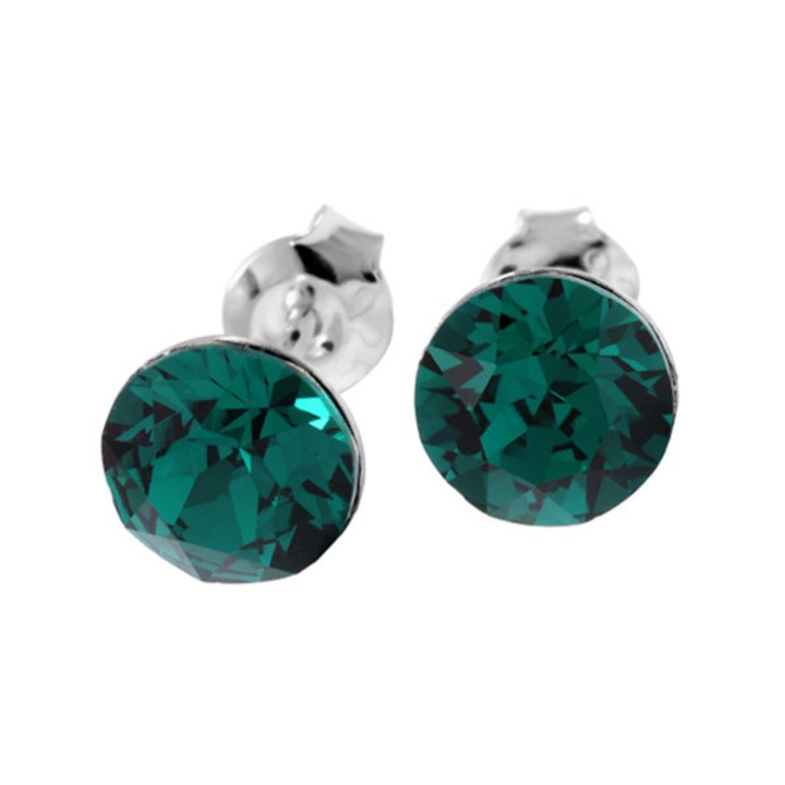 Cercei Argint 925 si Crystal Emerald, cu surub, Artemis Gift