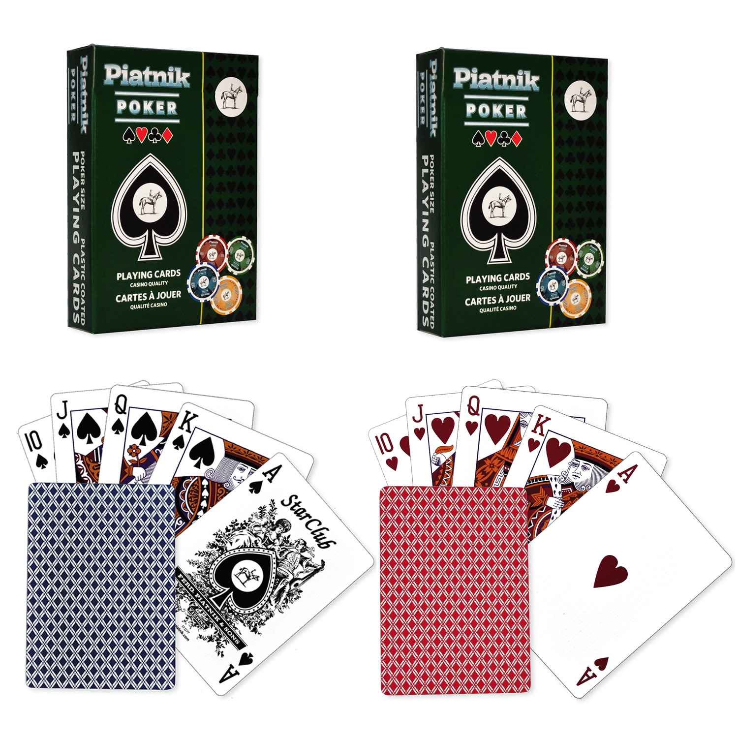 Mutual second hand Tips Set poker profesional Piatnik (Austria), 300 jetoane de cazinou (14 grame),  2 pachete carti de joc, 5 zaruri, buton dealer - eMAG.ro