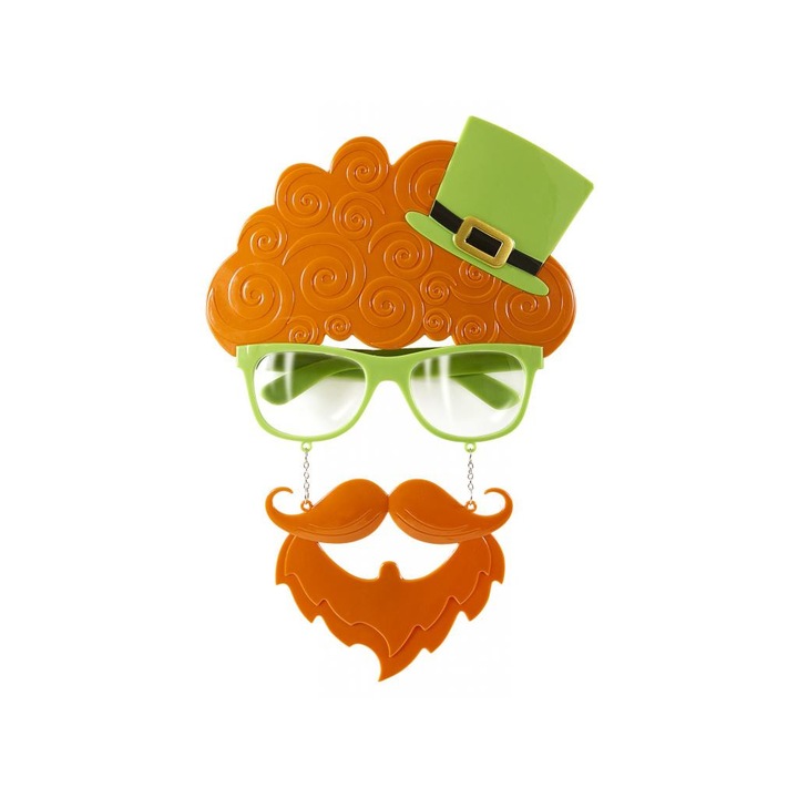 Ochelari de Sf. Patrick, Widmann, Par + palarie + mustata + barba, Portocaliu/Verde