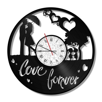 Ceas de perete Vintage din vinil Revival Vinyl Wall Clock Love Forever Valentine's Day - diametru 29 cm Ceas de perete Vintage din vinil Revival Vinyl Wall Clock Love Forever Valentine's Day - diametru 29 cm