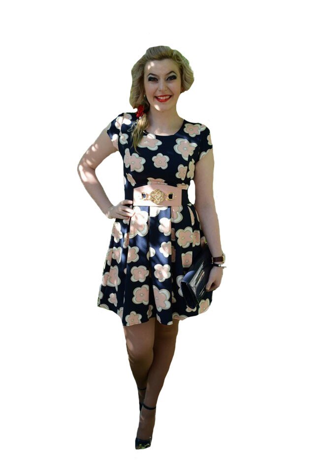 Rochie cu imprimeu floral deosebit,. D&J Exclusive,D&J Exclusive, Albastru marin