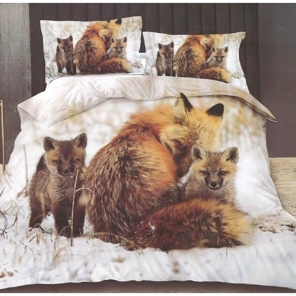 Lenjerie de pat 3D bumbac satinat, 2 persoane, 4 piese JN0053