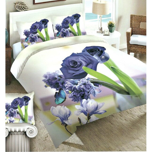 Lenjerie 3D Bumbac Satinat - 4 Piese - Pat 2 Persoane - D-218