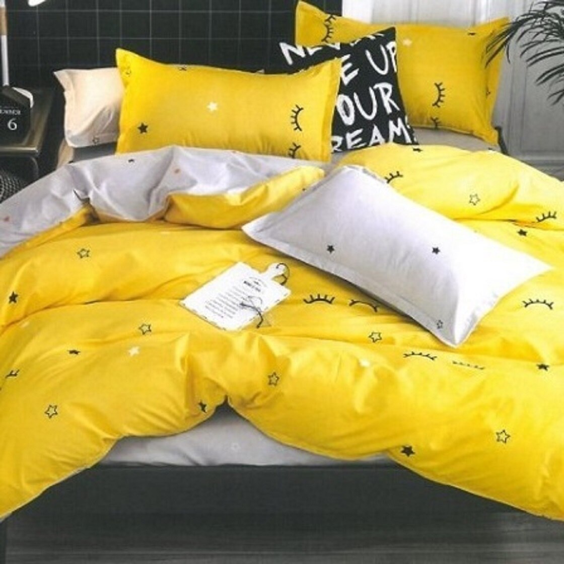 Lenjerie de pat bumbac satinat, 4 piese, 2 persoane, gri JN1002