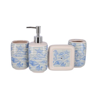 Set savoniera baie 4 piese ceramic model ocean Set savoniera baie 4 piese ceramic model ocean