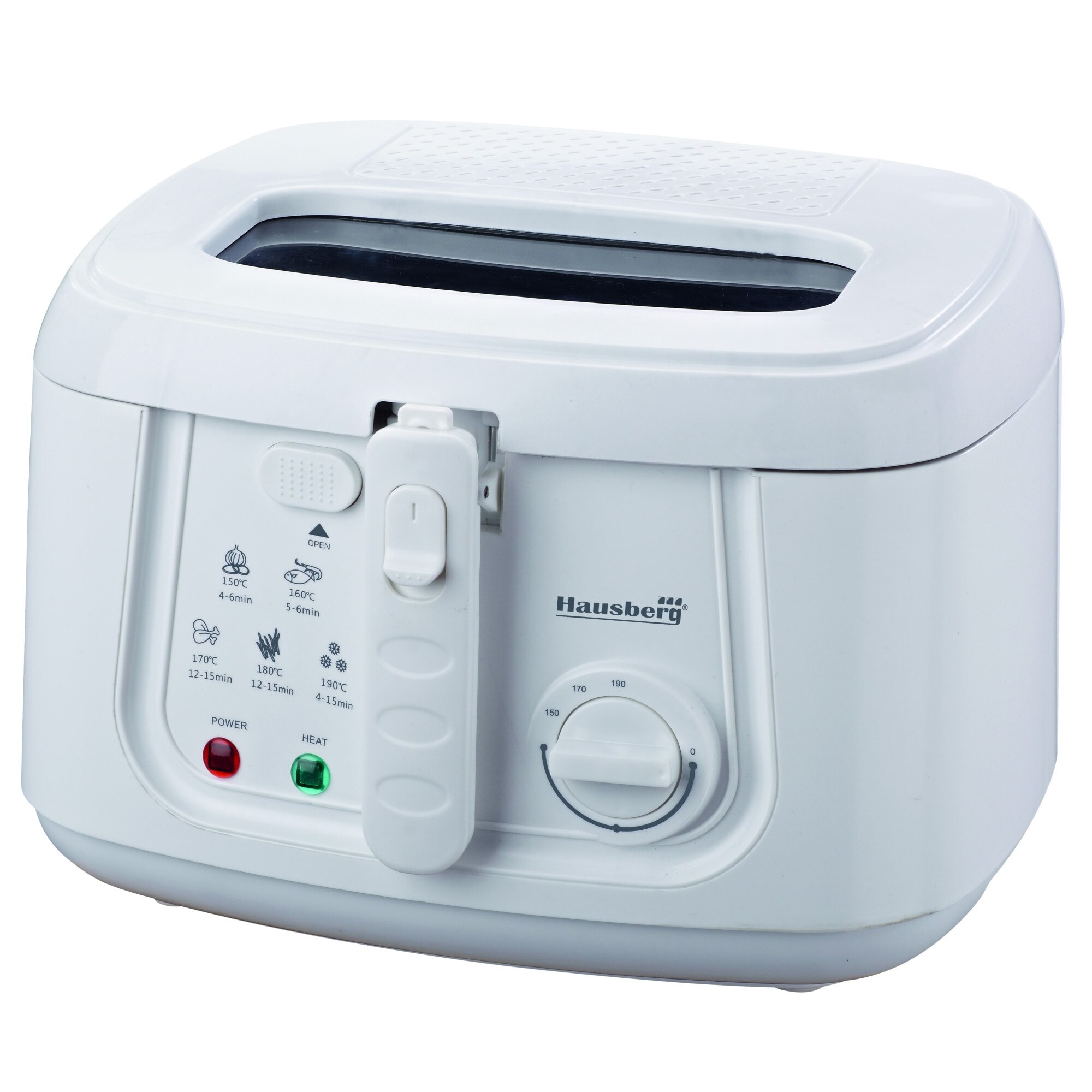 Friteuza electrica Hausberg, HB1330A 1800 W, capacitate 3 L, cuva cu strat antiaderent, culoare alb