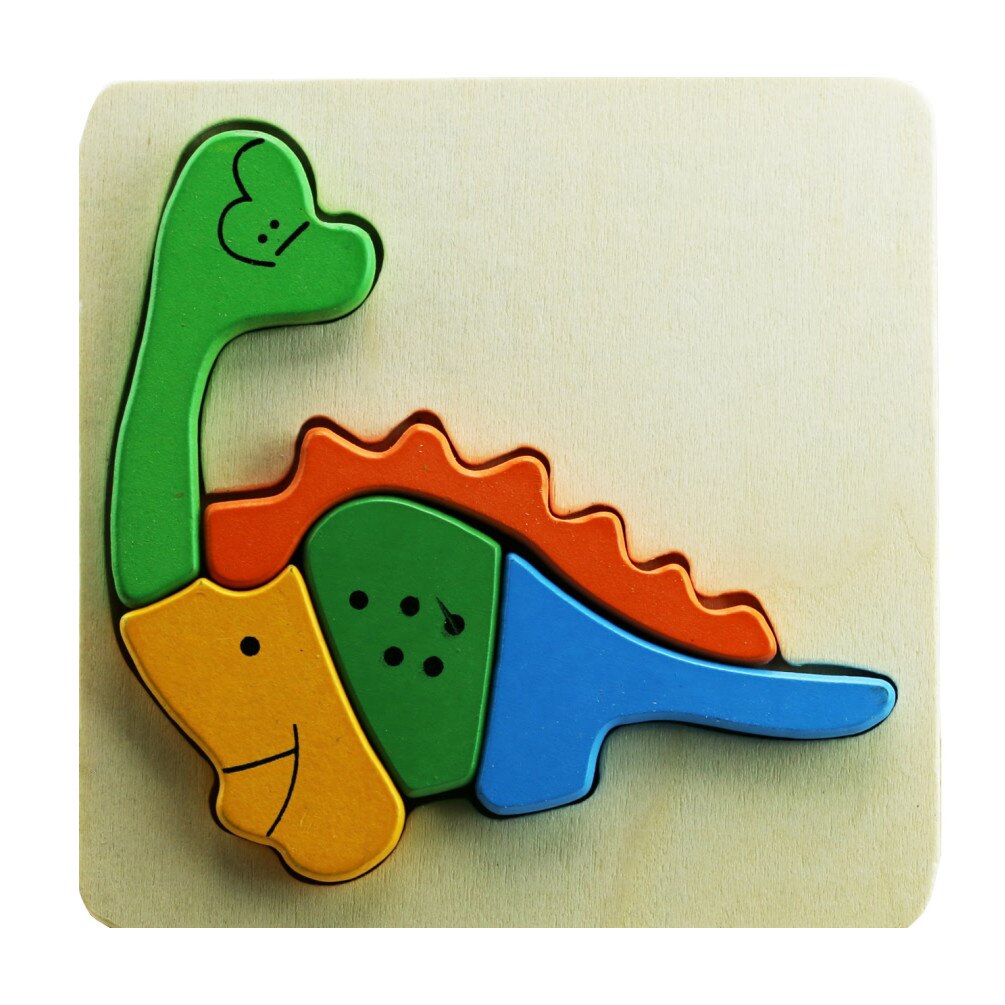 Puzzle Dinosauro incastru, lemn, 6 buc