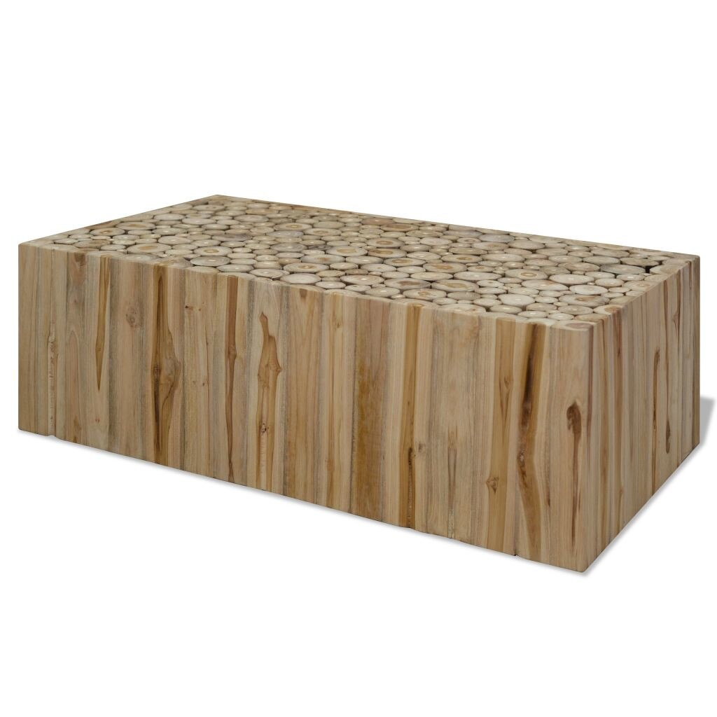 Masuta de cafea din lemn de tec natural, vidaXL, Maro, 90 x 50 x 35 cm