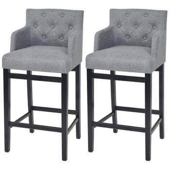 Set de 2 scaune de bar, tip fotoliu, vidaXL, Lemn masiv, Gri deschis, 50 x 47 x 103 cm Set de 2 scaune de bar, tip fotoliu, vidaXL, Lemn masiv, Gri deschis, 50 x 47 x 103 cm