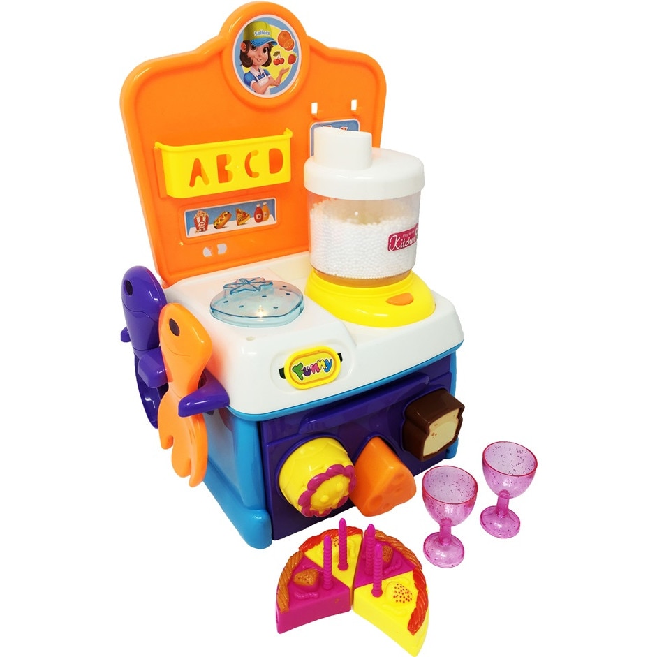 Jucarie Mini Bucatarie Baby Kitchen cu blender incorporat, accesorii, lumini si sunete