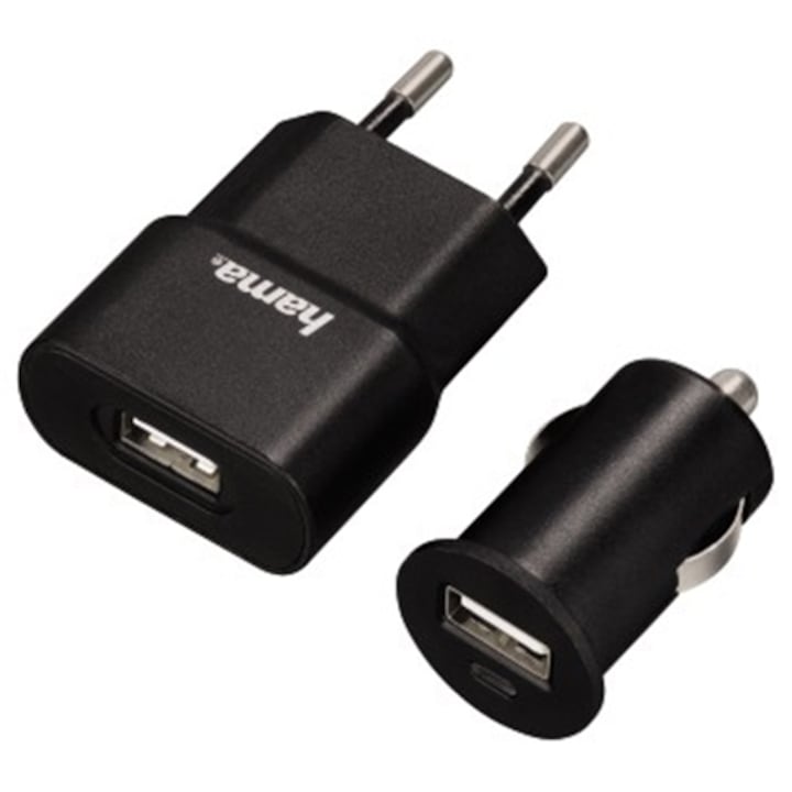 Set adaptor incarcare USB Hama universal, incarcator USB pentru retea + incarcator USB