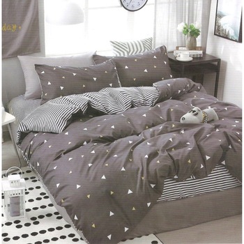 Lenjerie de pat din bumbac satinat 2 persoane, 4 piese gri JN049 Lenjerie de pat din bumbac satinat 2 persoane, 4 piese gri JN049