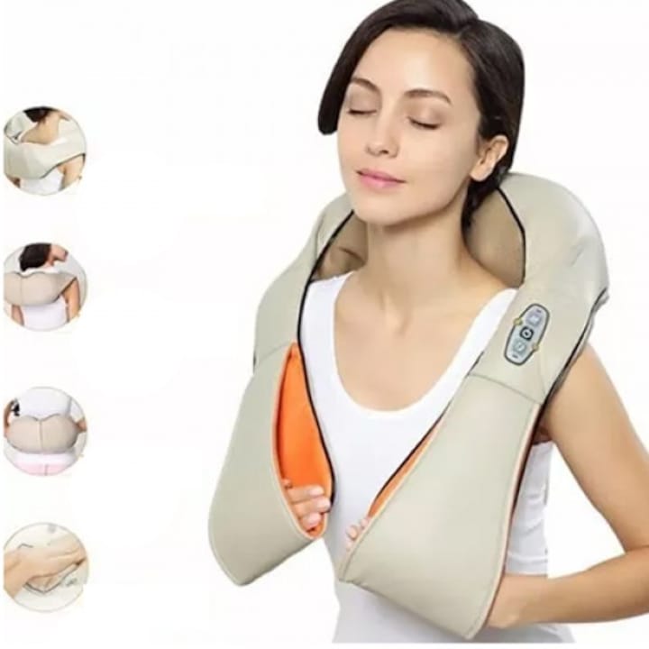 Шиацу масажор с ръкави 01, 12V/220V, Бежов + Зярядно