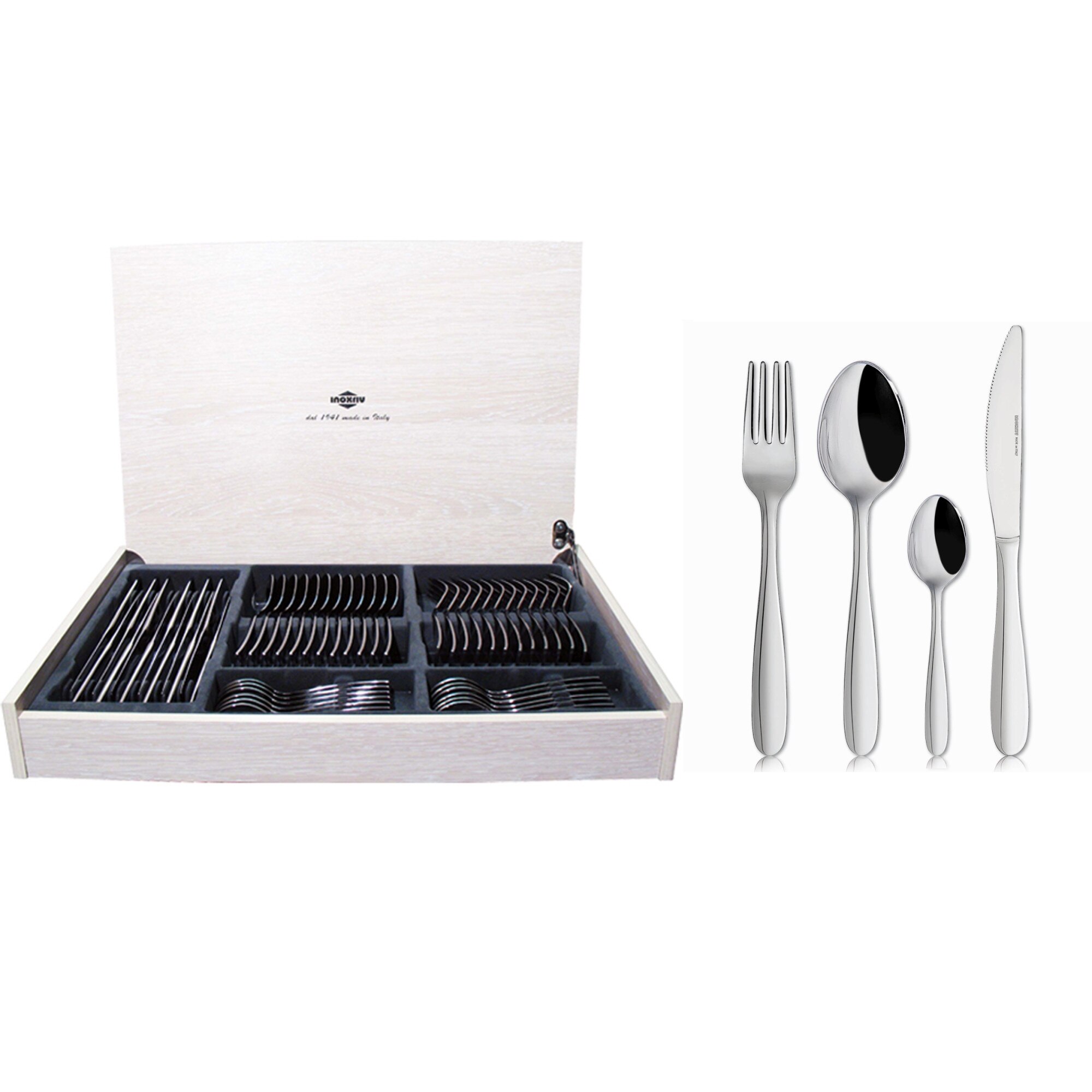 Set tacam Aisha 48 piese , cutie lemn