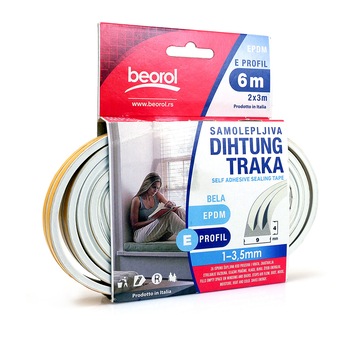 Banda etansare fesrestre si usi 6 m (1-3,5mm) - profil E - alb Banda etansare fesrestre si usi 6 m (1-3,5mm) - profil E - alb