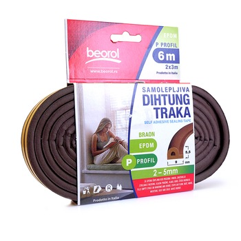 Banda etansare fesrestre si usi 6 m (2-5mm) - profil P - maro Banda etansare fesrestre si usi 6 m (2-5mm) - profil P - maro