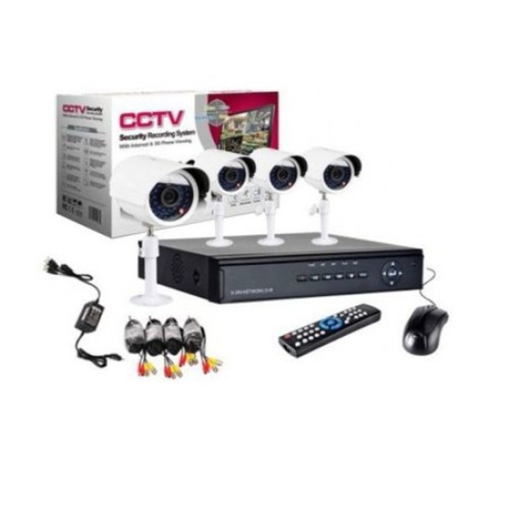 Sistem performant de supraveghere video ANNKE N98PBL+I51DS*8, PoE, NVR 8 canale, 8 camere tip Turret interior/exterior 5MP, Ultra HD/2k+, vedere nocturna IR, audio, rezistent la intemperii