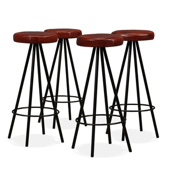 Set de 4 scaune de bar, vidaXL, Piele naturala, Maro, 30 x 76 cm Set de 4 scaune de bar, vidaXL, Piele naturala, Maro, 30 x 76 cm