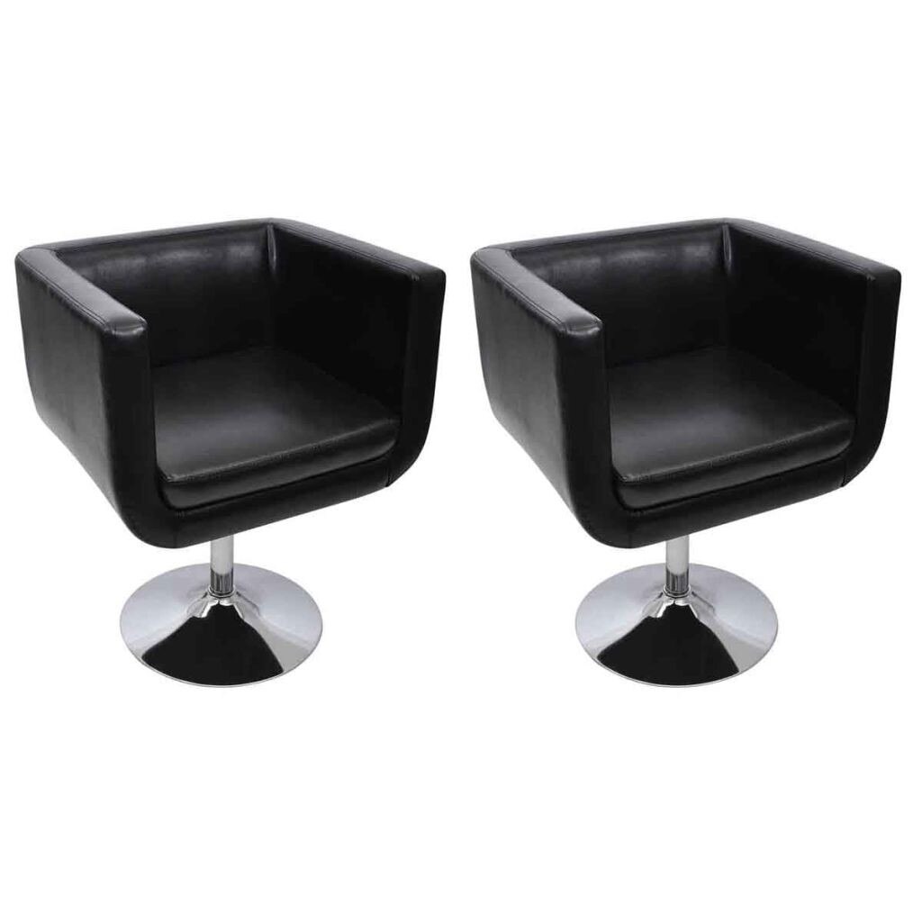 Set de 2 scaune de bar, inaltime reglabila, vidaXL, Negru, 43-55 x 63 x 56 cm