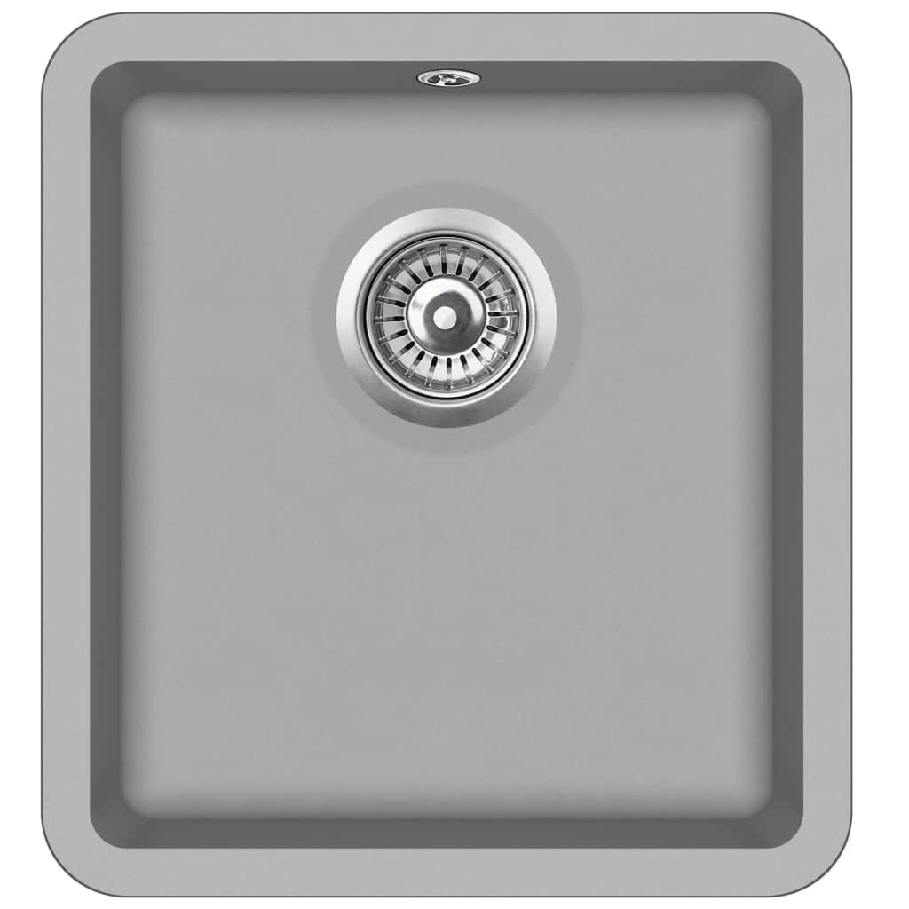 Chiuveta de bucatarie cu o cuva vidaXL, Granit, 420 x 460 x 310 mm, Gri