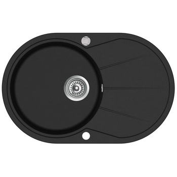 Chiuveta rotunda de bucatarie din granit cu o cuva vidaXL, Granit, 780 x 500 x 315 mm, Negru Chiuveta rotunda de bucatarie din granit cu o cuva vidaXL, Granit, 780 x 500 x 315 mm, Negru