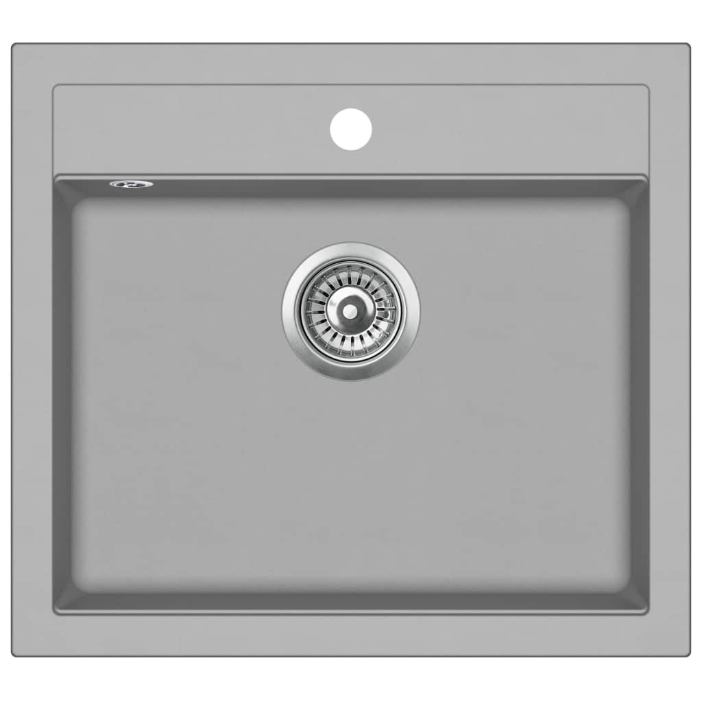 Chiuveta de bucatarie, vidaXL, Granit, Gri, 56.5 x 51 x 30.6 cm