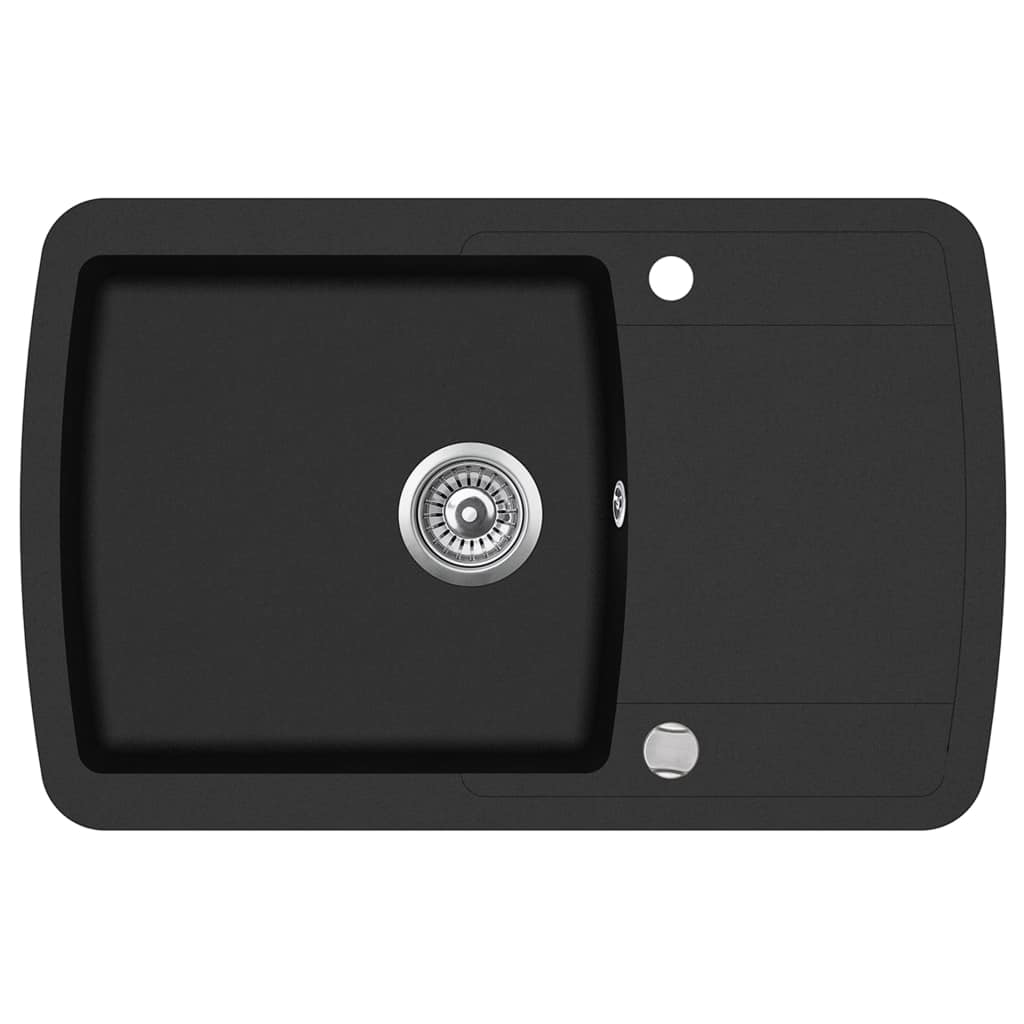 Chiuveta de bucatarie, din granit, vidaXL, 780 x 500 x 310 mm, Negru