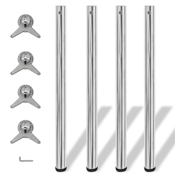 Set 4 picioare de masa, telescopice, vidaXL, Metal, 870 mm, Argintiu Set 4 picioare de masa, telescopice, vidaXL, Metal, 870 mm, Argintiu