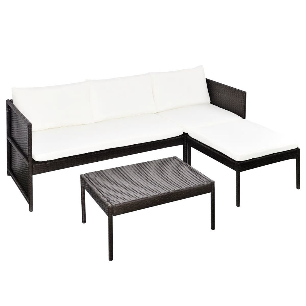 Set mobilier de gradina cu 9 piese, canapea cu 3 locuri si masa,vidaXL, Poliratan, Maro, 180 x 58 x 58 cm