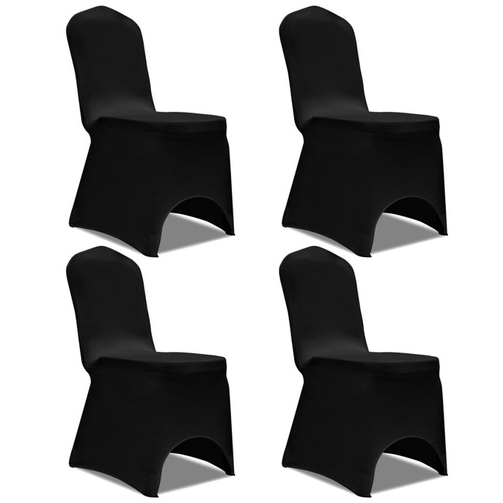 Покривни калъфи за столове vidaXL, 4 бр, еластични, черен цвят