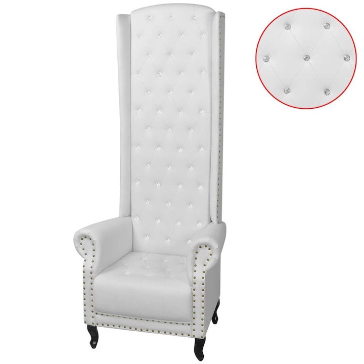 vidaXL magas háttámlájú fotel fehér 77x65x181 cm