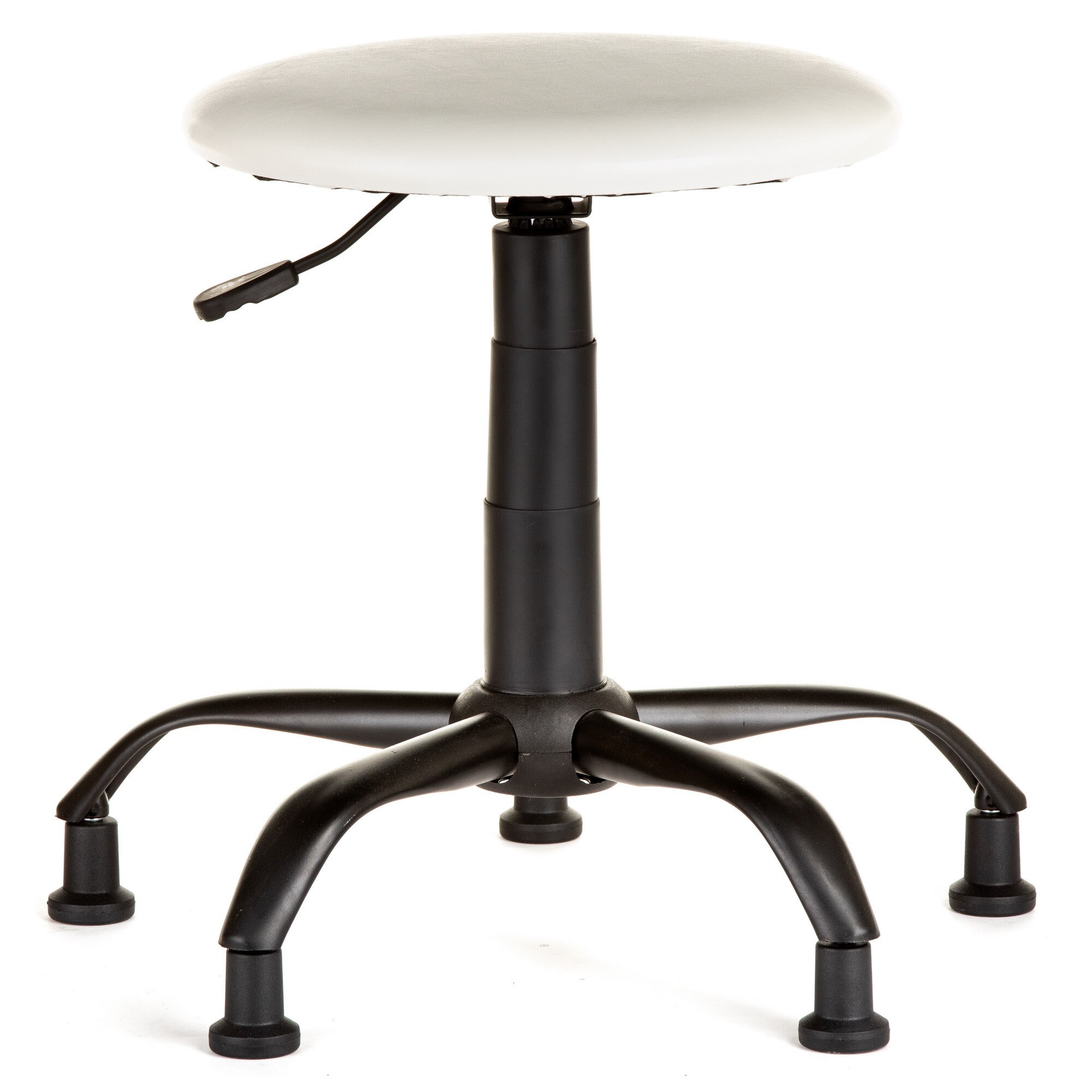 Scaun laborator QMOBILI LAB B VE Alb, baza metal negru, piele ecologica, picioare fixe negru