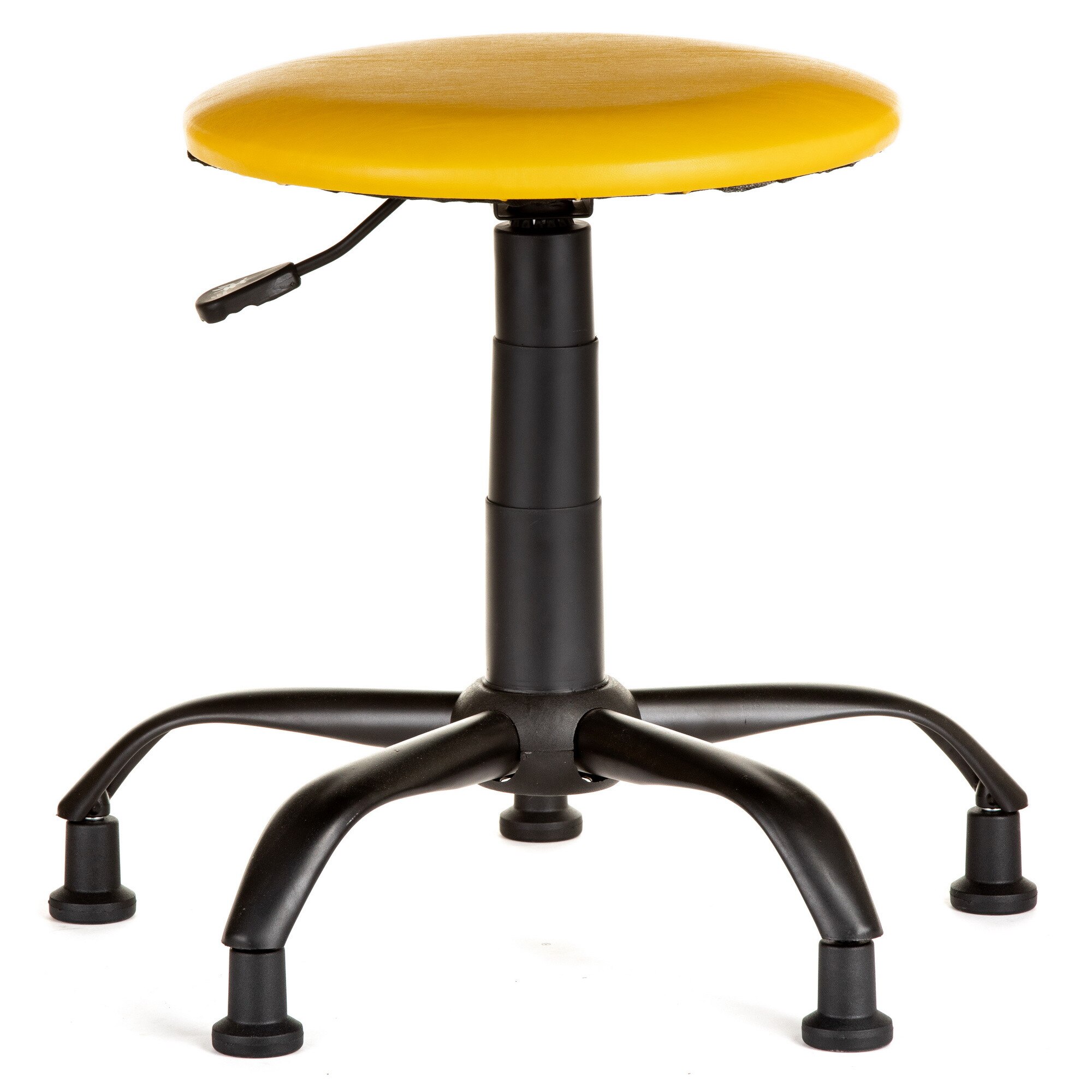 Scaun laborator QMOBILI LAB B VE Galben, baza metal negru, piele ecologica, picioare fixe negru
