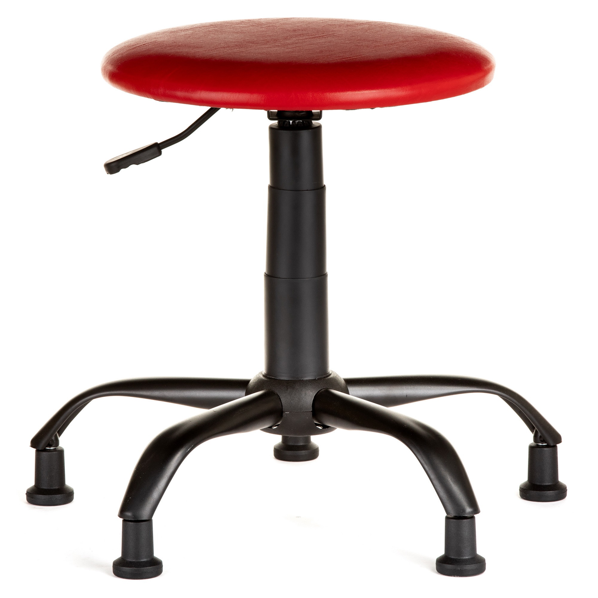 Scaun laborator QMOBILI LAB B VE Rosu, baza metal negru, piele ecologica, picioare fixe negru