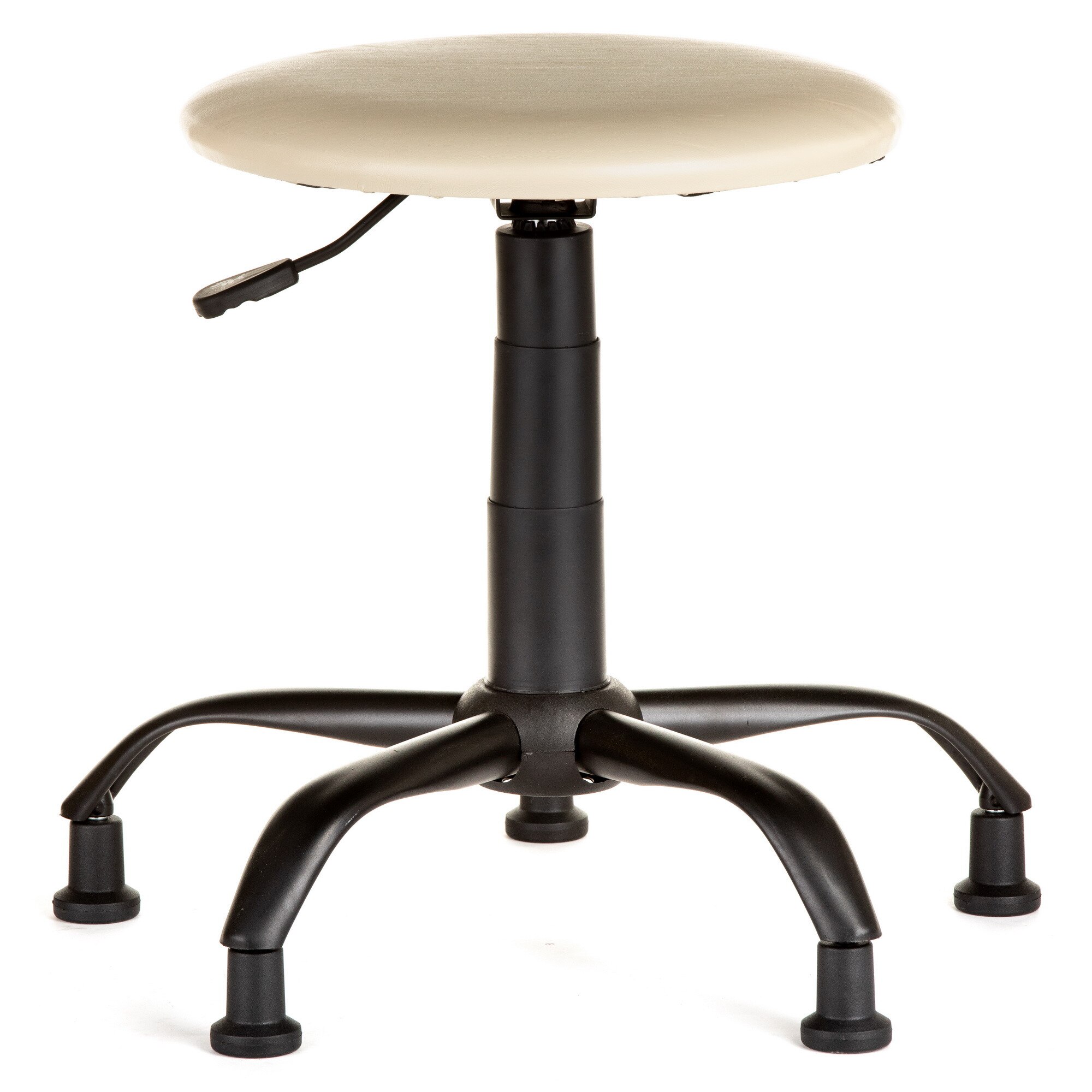 Scaun laborator QMOBILI LAB B VE Crem, baza metal negru, piele ecologica, picioare fixe negru