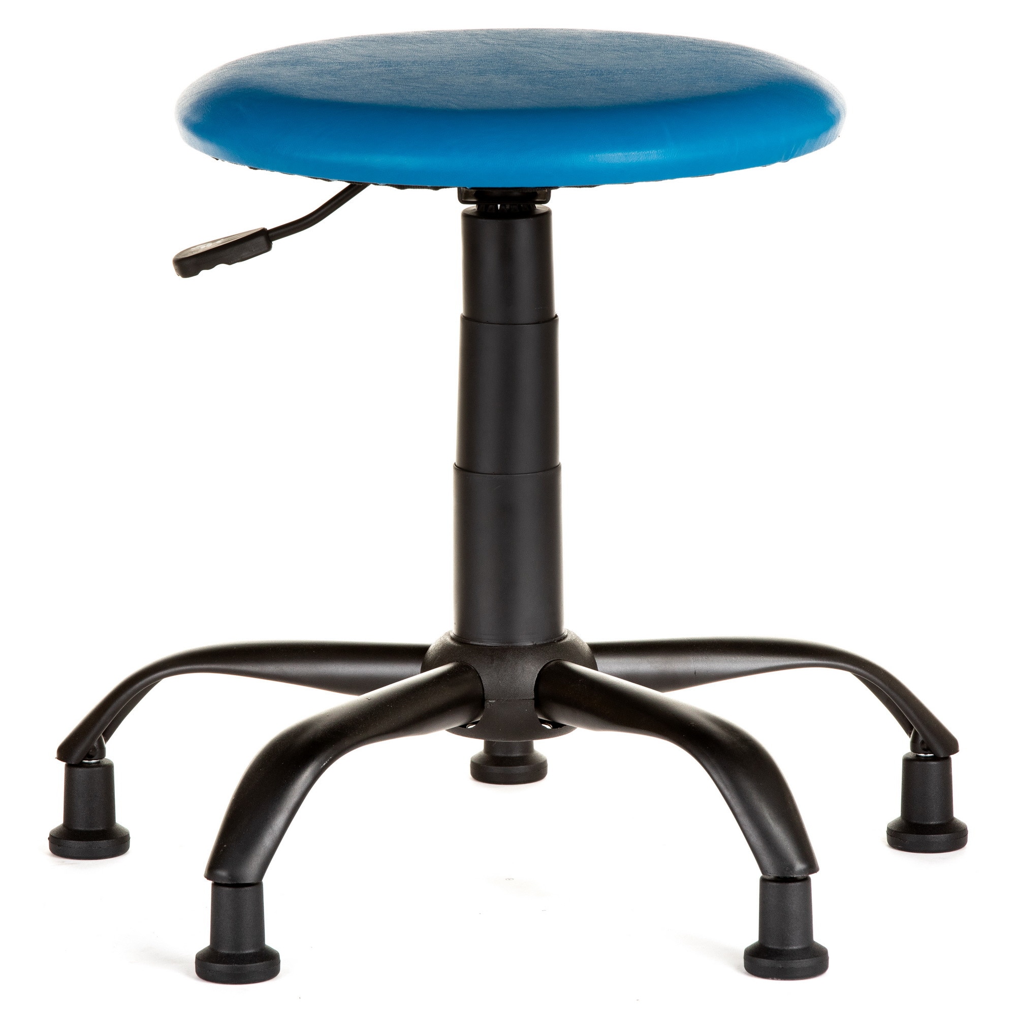 Scaun laborator QMOBILI LAB B VE Albastru, baza metal negru, piele ecologica, picioare fixe negru