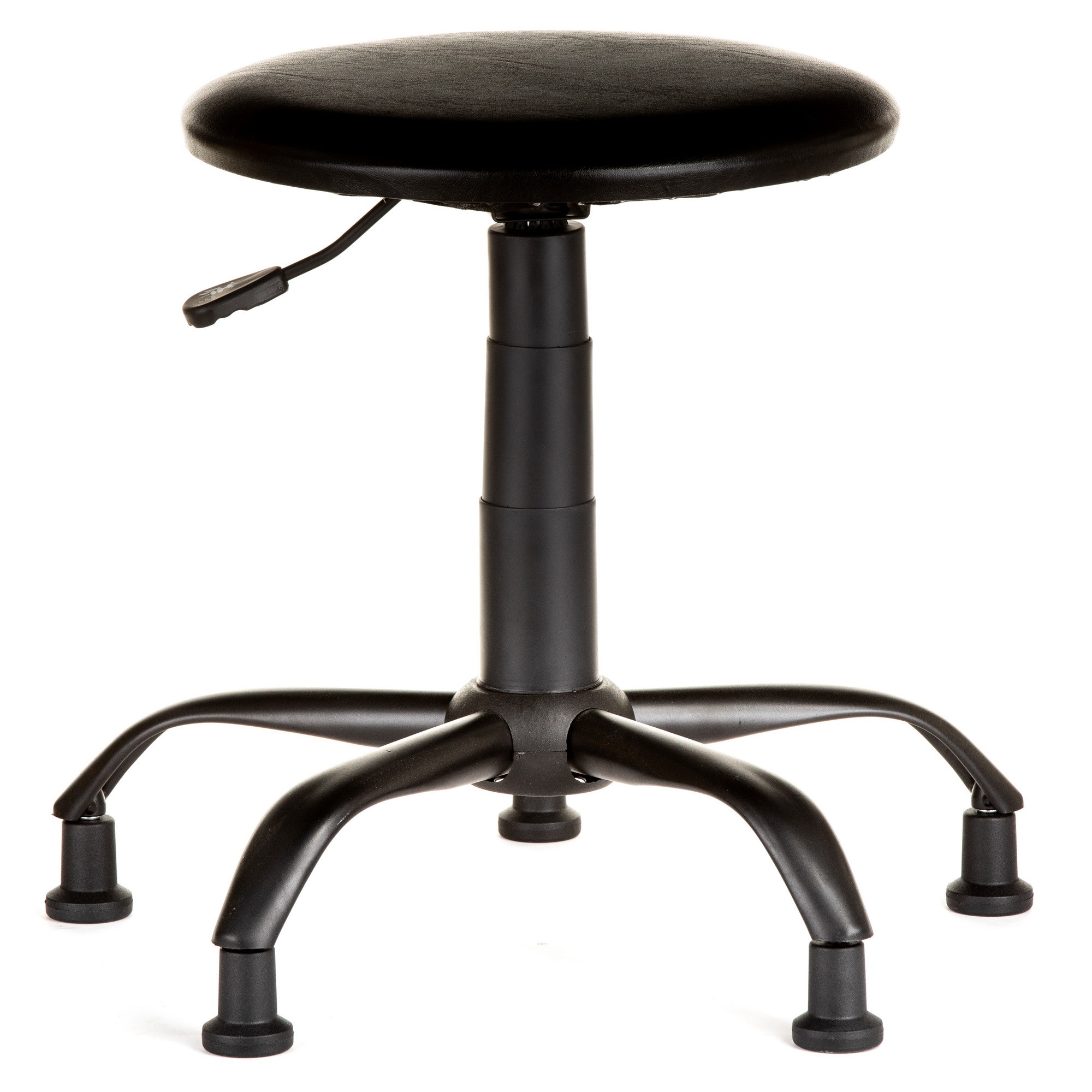 Scaun laborator QMOBILI LAB B VE Negru, baza metal negru, piele ecologica, picioare fixe negru