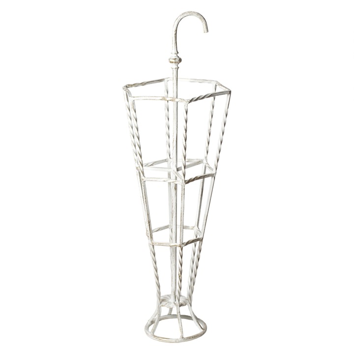 Suport din metal pentru umbrele, Lewe, Jasmine, alb auriu, 103 x 30.50 cm