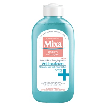 Lotiune de curatare Mixa anti-imperfectiuni pentru tenul cu tendinta de ingrasare, 200 ml Lotiune de curatare Mixa anti-imperfectiuni pentru tenul cu tendinta de ingrasare, 200 ml