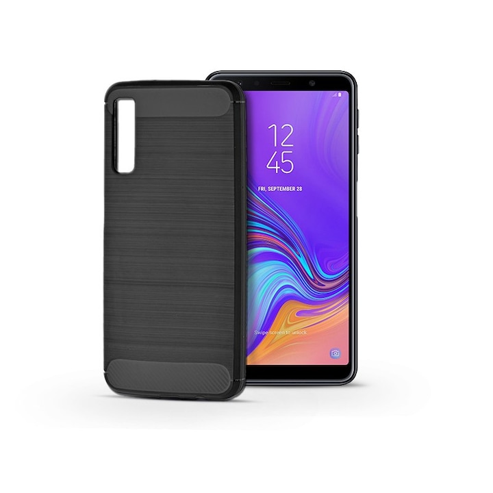 Samsung A750F Galaxy A7 (2018) szilikon hátlap - Carbon - fekete