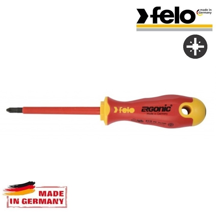 Отвертка FELO S415 Ergonic 1000V PZ1 x 80