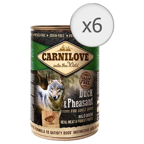 Hrana umeda pentru caini Carnilove Wild Meat, Rata & Fazan, 6x400g