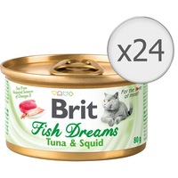 Hrana umeda pentru pisici Brit Fish Dreams, Ton & Calamar, 24x80g