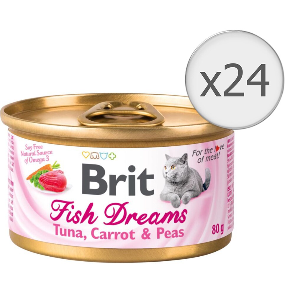 Hrana umeda pentru pisici Brit Fish Dreams, Ton, Morcov & Mazare, 24x80g