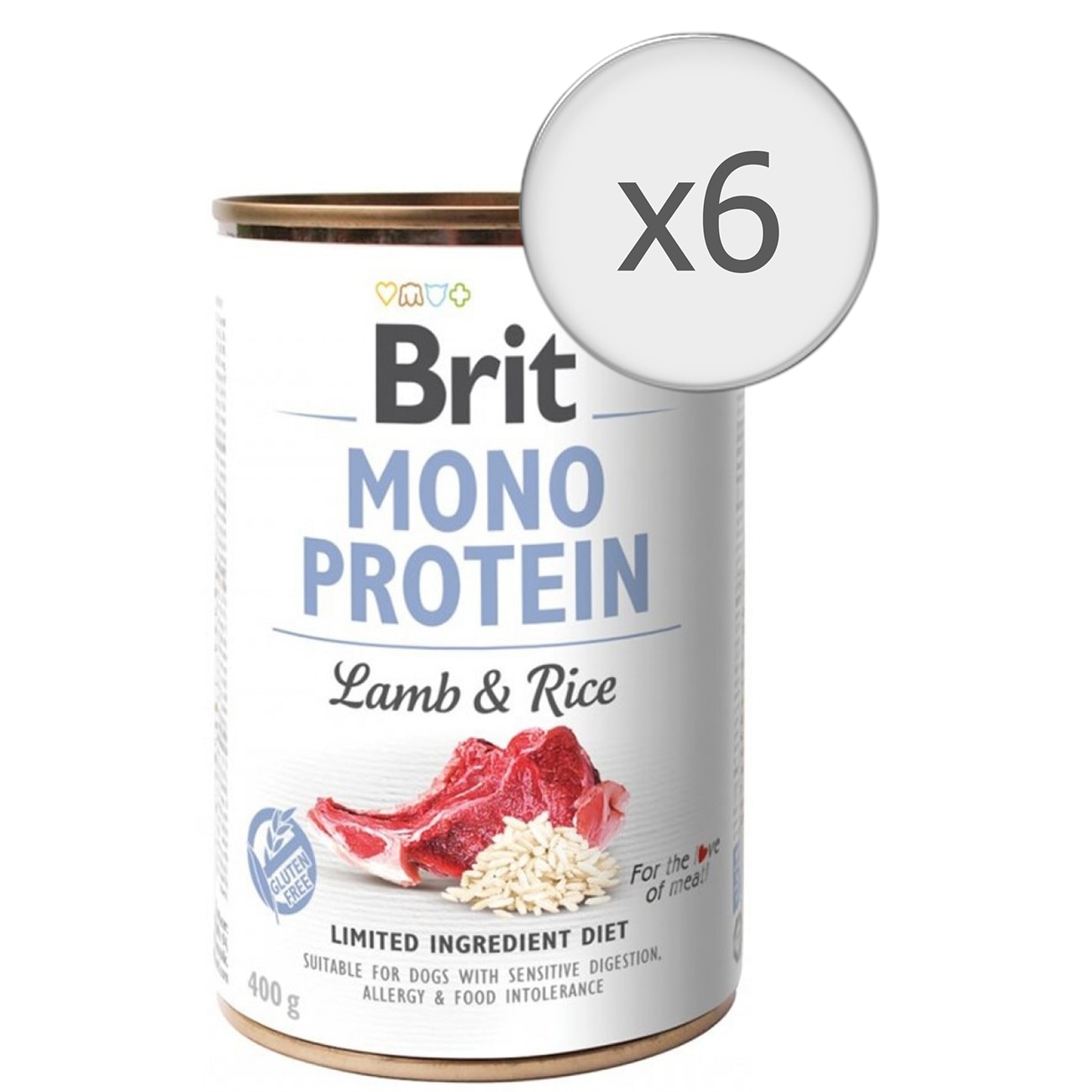 Hrana umeda pentru caini Brit Mono Protein, Miel & Orez brun, 6x400g