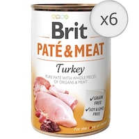Hrana umeda pentru caini Brit Pate & Meat, Curcan, 6x400g