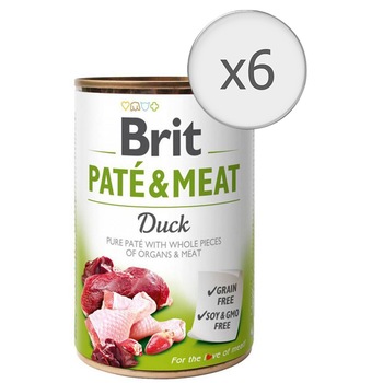 Hrana umeda pentru caini Brit Pate & Meat, Rata, 6x400g